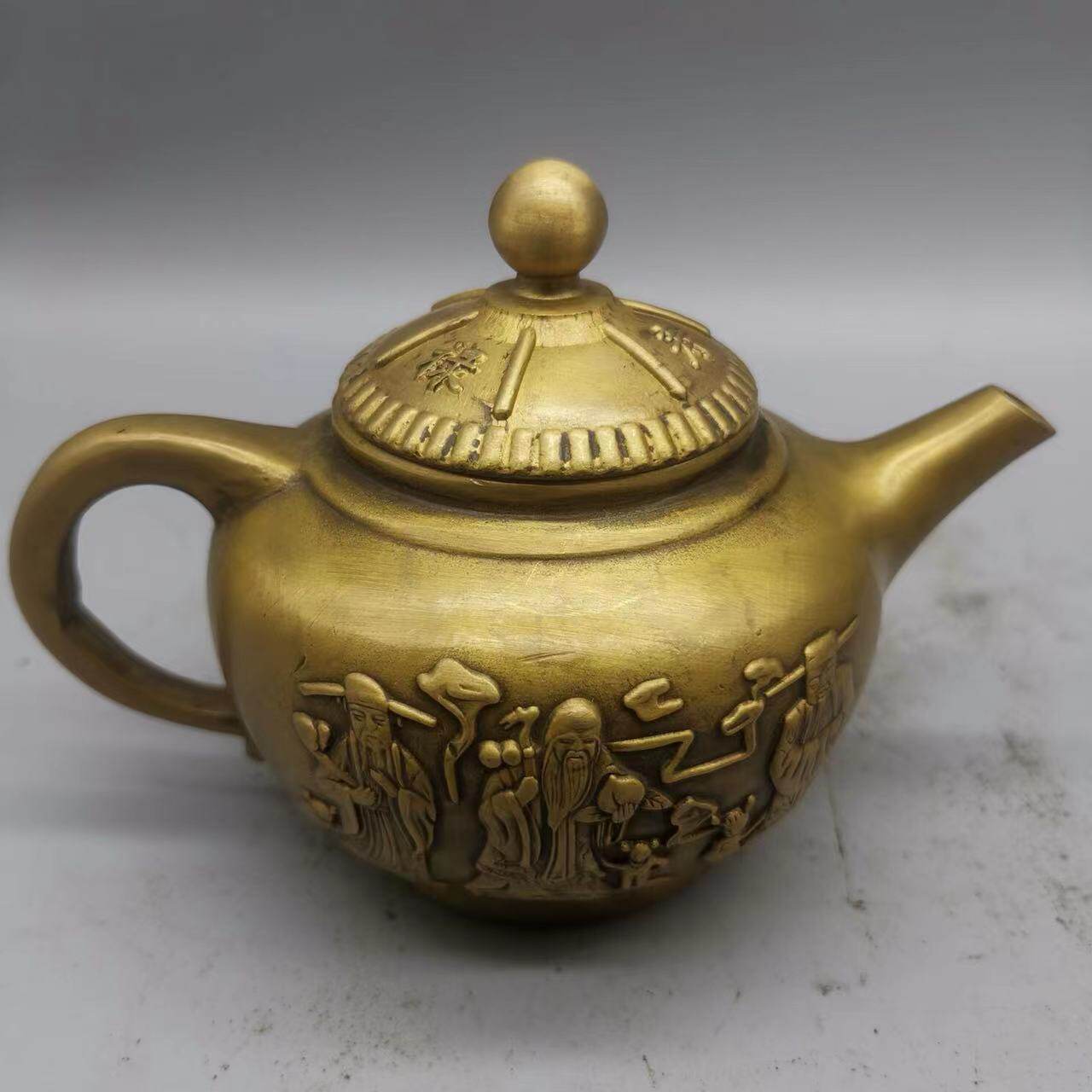 古董古玩仿古铜壶八仙 壶 老物件乡下收藏 水壶居家工艺品