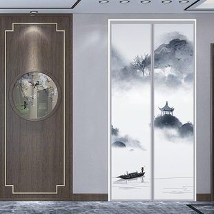 布艺门帘遮隐私挂帘挡风防走冷空调帘免打孔家用卧室防尘遮丑隔断