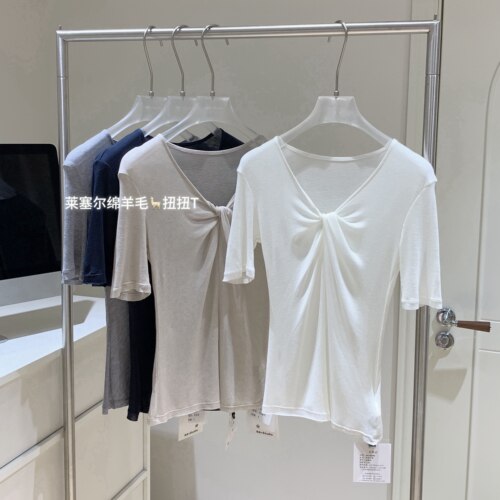 Xzi1chic莱赛尔羊毛短袖T恤女