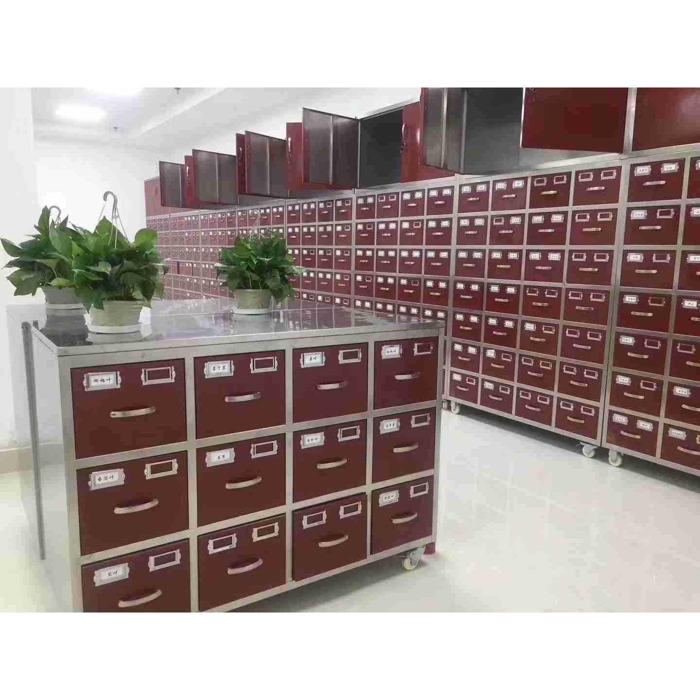 钢制柜调剂台药柜架配方颗粒柜药柜多斗柜仿古柜金属