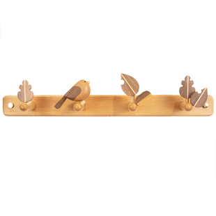 鸟语香挂衣架创木工房玄关壁挂衣钩墙面装饰木质墙上衣帽钩