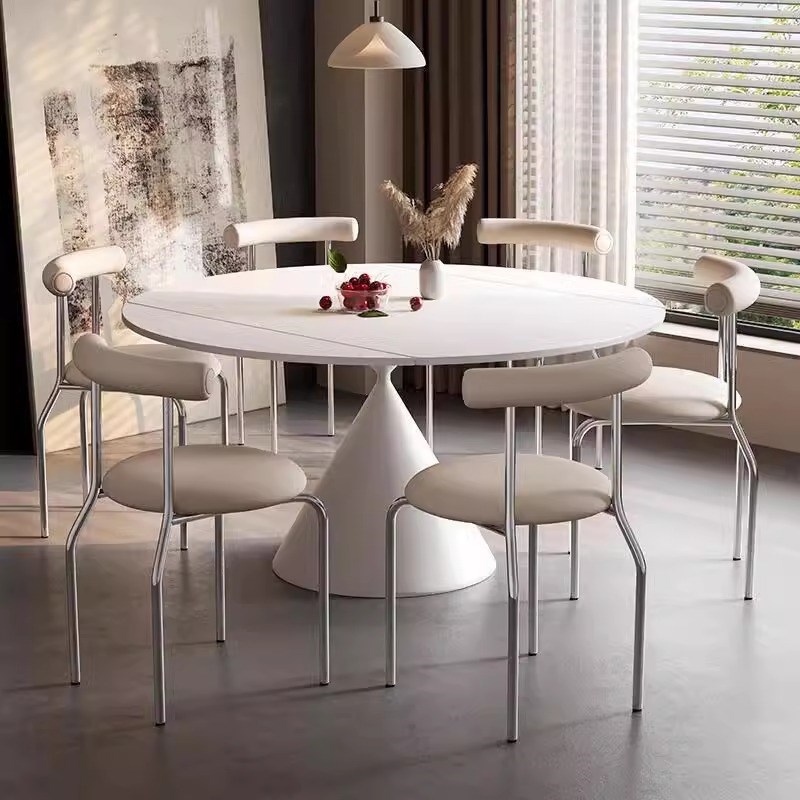 岩板餐桌椅现代方桌秒变圆桌小户型家用形伸缩岩板餐桌