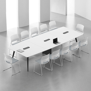 首本系会议桌白色长条桌现代会议室办公桌椅 小型洽谈工作台