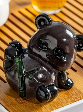 变色茶宠摆件精品家用客厅茶室创意熊猫茶宠茶道茶桌茶台装饰品