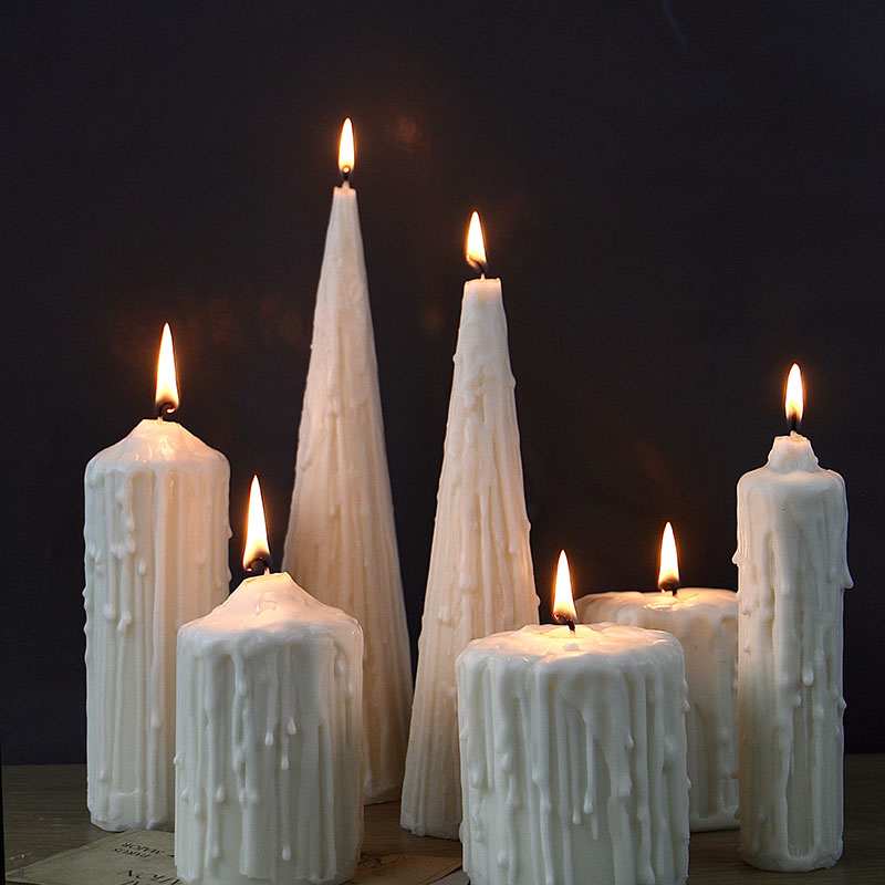 手工白色滴泪香薰蜡烛摆件大号蜡烛家居装饰摆件烛光晚餐室内浪漫