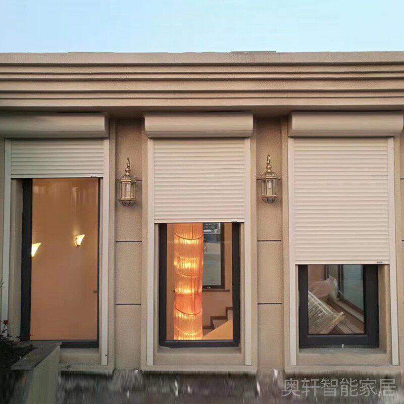防盗卷帘窗帘安装外遮阳卷帘窗百叶阳台商场电动升降卷帘门智能