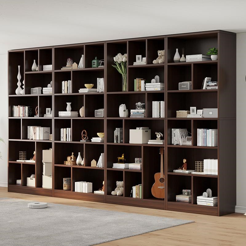 实木书柜一体整墙到顶高2米2实木书架落地一体靠墙客厅展示柜书橱