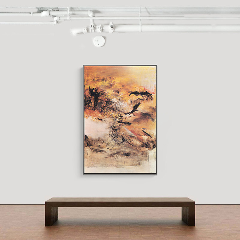 够艺术 赵无极 现代抽象装饰画样板房壁画过道玄关走廊竖挂画