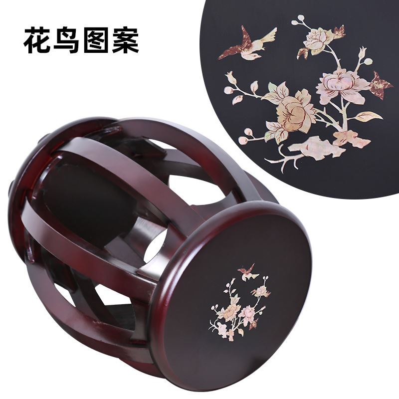 古筝凳 凳子 花鸟图实木古筝凳 圆凳硬木古琴凳子