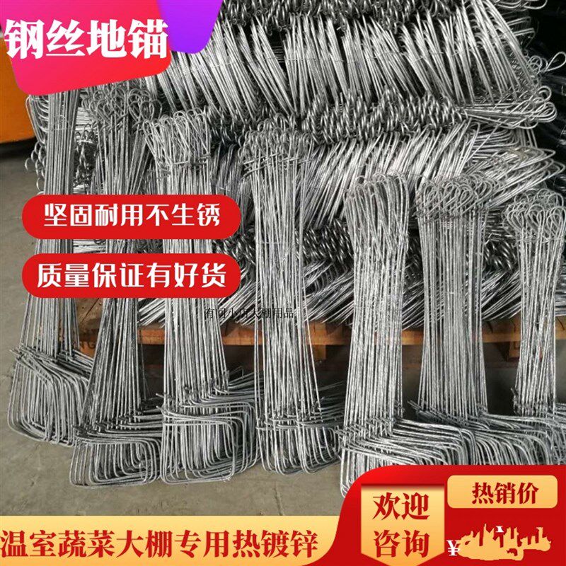 大棚用地锚农用镀锌地桩拉线热浸镀锌地钩防风防丝地毛固定器