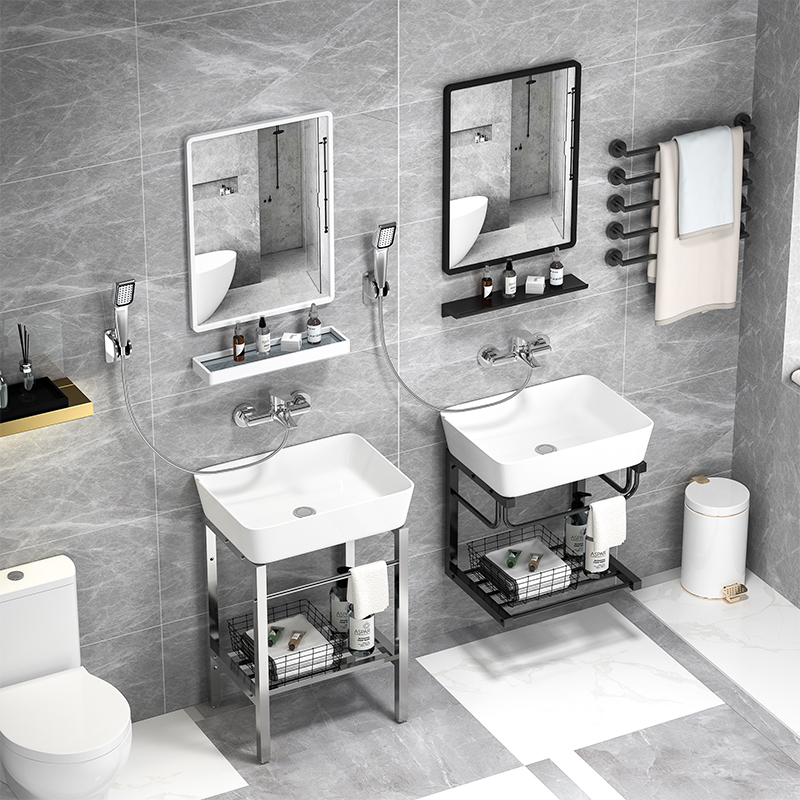 挂墙式洗脸盆无孔手盆陶瓷洗脸盆小户型阳洗面盆水池简易支架