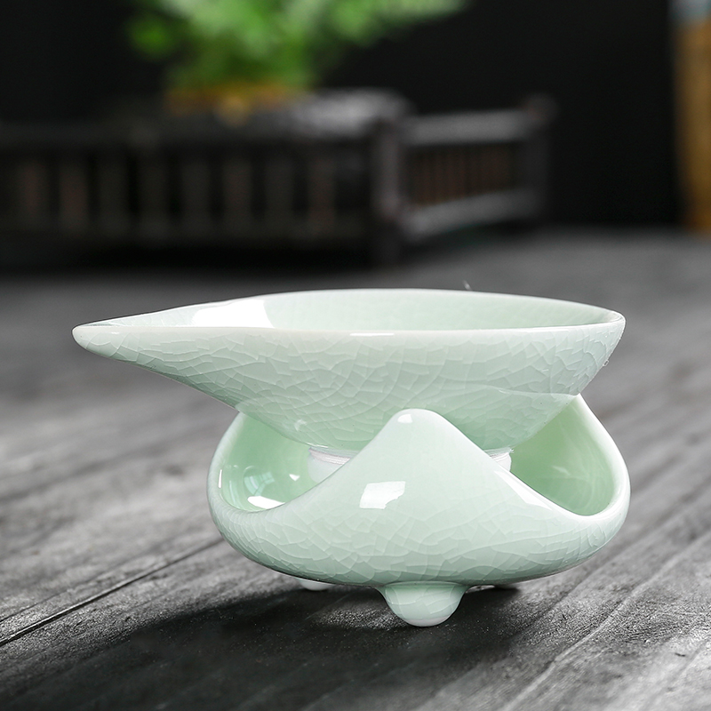 汝窑茶漏陶瓷玉质汝瓷茶虑网功夫茶具泡茶过茶水分离器茶隔