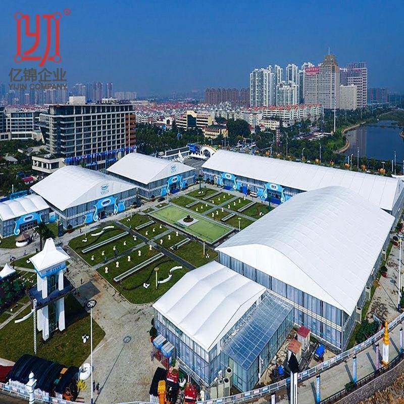 人字顶大型展览展会欧式篷房铝合金PVC玻璃门可拆装移动遮阳帐篷