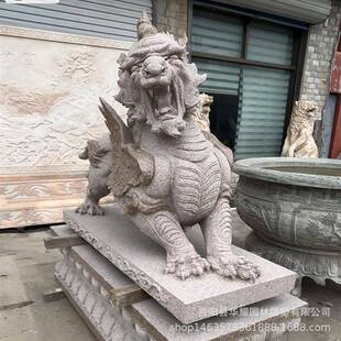 石雕花岗岩貔貅公母一对家用公司门口镇宅青石貔貅汉白玉摆件