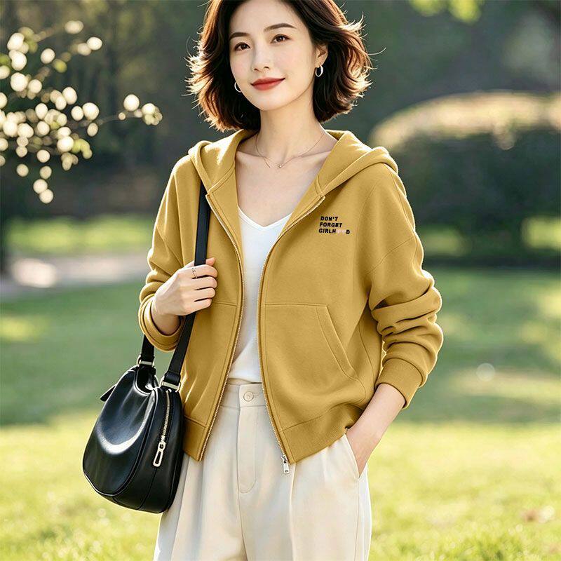 纯棉时尚长袖卫衣女2026秋季印花宽松显瘦韩版遮肉简约上衣ins潮