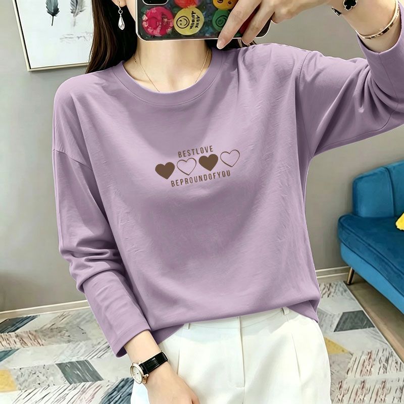 纯棉长袖秋季韩版显瘦T恤女