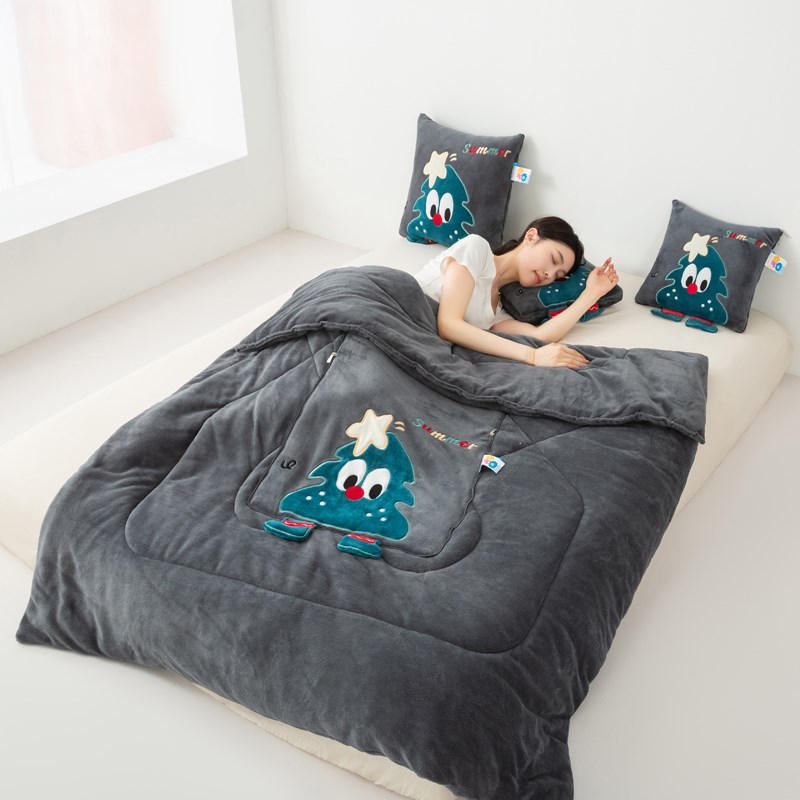 加厚两用抱枕被靠垫枕头被午休保暖汽车沙发办公室二合一折叠卡通
