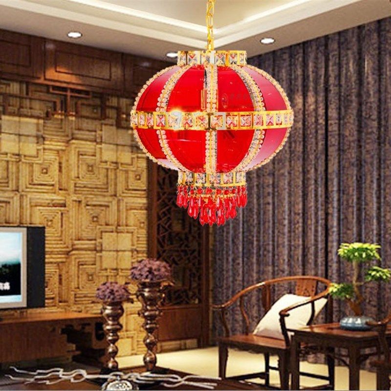 喜庆水晶灯笼阳台吊灯大红度旋转门厅灯过道别墅工程灯饰,家装灯饰光源,客厅吊灯,淘宝优惠券,粉丝福利购,淘宝优惠卷