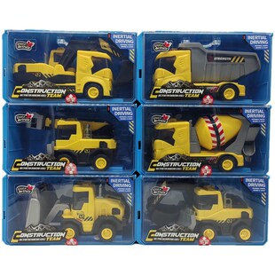 小演员班尔纳一键声光惯性工程车云梯搅拌车挖掘机推土机自卸卡车