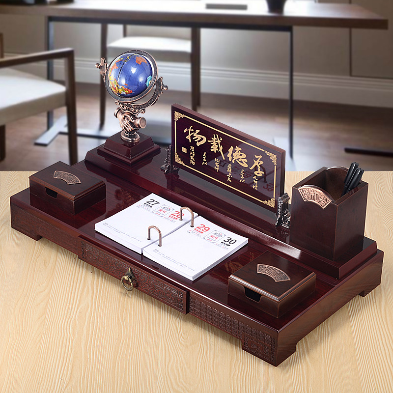 台历架虎年木质桌面带笔筒订制办公商务记事创意日历高档