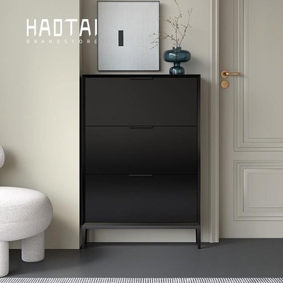 意式极简烤漆超薄鞋柜翻斗式实木家用门口小户型省空间极窄玄关柜