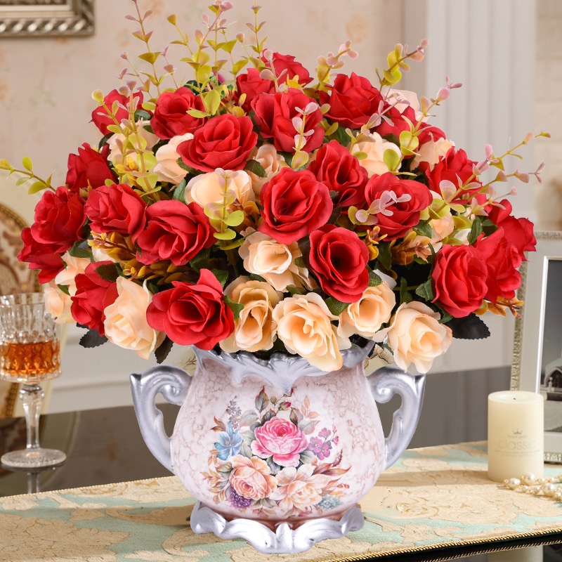 装饰假花客厅餐桌花电视柜干花摆设室内盆栽仿真花艺塑料插花