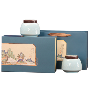 陶瓷罐茶叶罐包装盒空礼盒半斤装古树红茶金骏眉瓷罐茶叶礼盒空盒