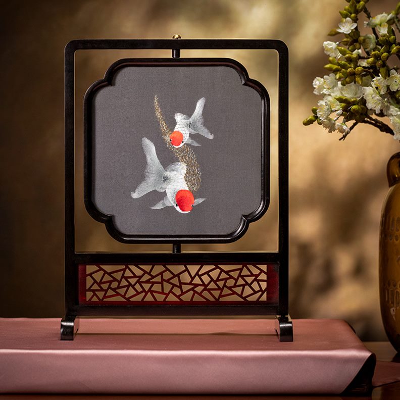 檀葵新双面绣文创光国风湘手工刺绣创意花格口传送礼礼紫摆件