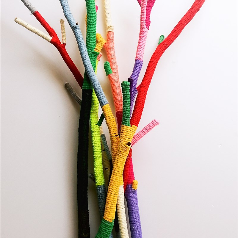 创意DIY低结构自然树枝 幼儿园美工坊环境布置装饰 壁挂藤球吊饰