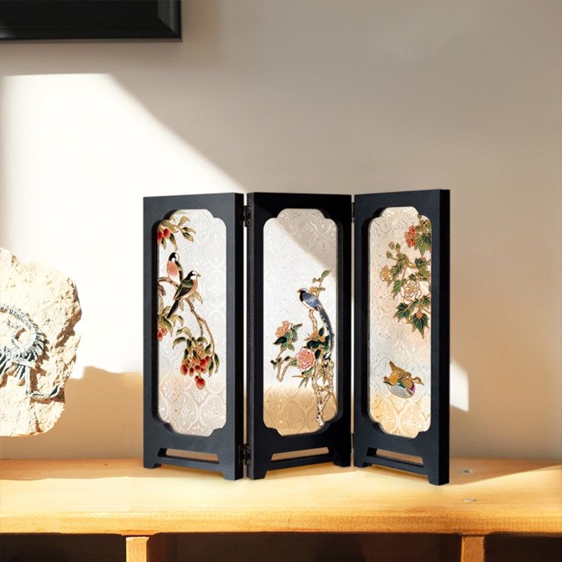 中古风客厅桌面摆件创意边柜装饰摆件喜上眉梢高级感可折叠屏风,家居饰品,装饰摆件,淘宝优惠券,粉丝福利购,淘宝优惠卷