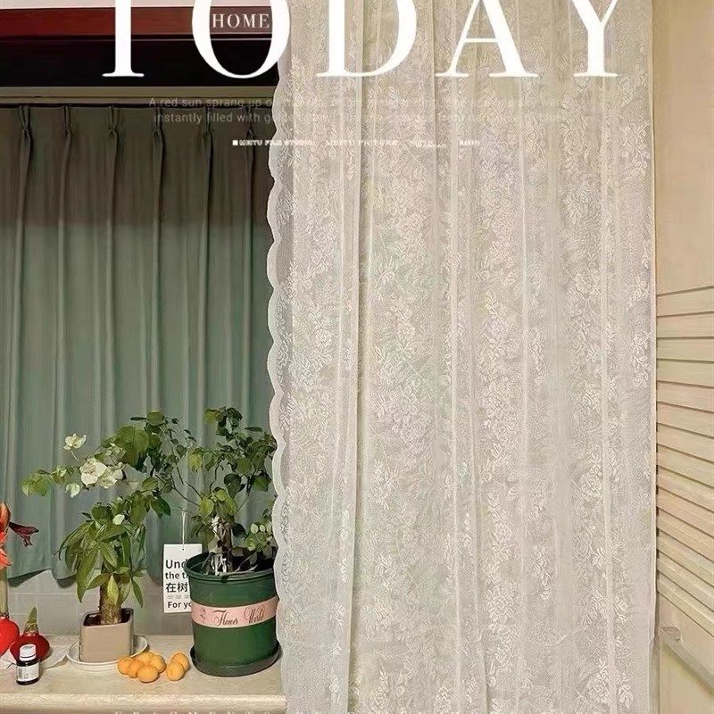 美式田园风绿色碎花法式复古窗帘双层蕾丝半帘门帘小清新卧室厨房,居家布艺,成品窗帘,淘宝优惠券,粉丝福利购,淘宝优惠卷