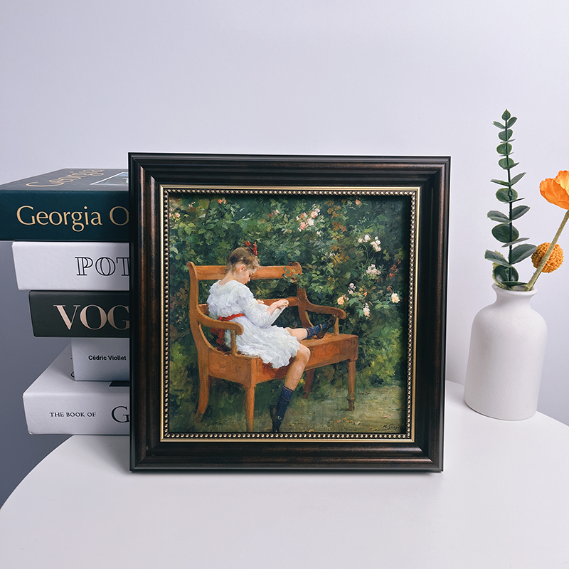 美式法式小众油画装饰画挂画客厅卧室玄关桌面摆件复古方形相框