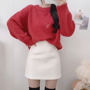 白色短裙毛呢半身裙秋冬女2024新款高腰小个子显瘦a字包臀裙冬裙