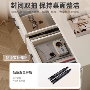 床边桌卧室家用实木梳妆台化妆桌书桌书架一体床头柜床边床尾桌子