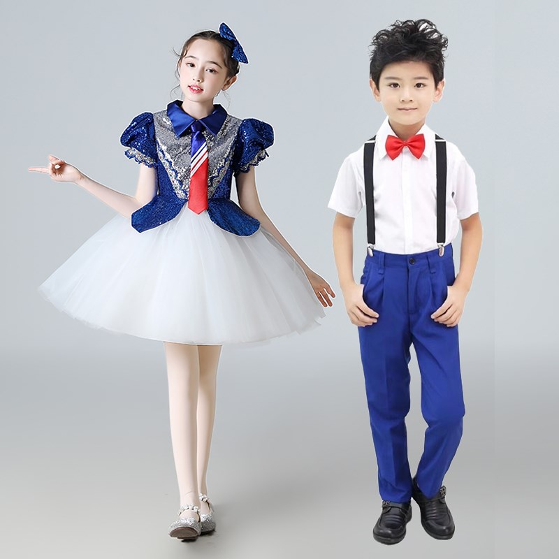 儿童朗诵表演礼服小学生合唱服装幼儿园走秀舞蹈服演出公主蓬蓬裙