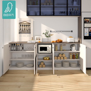 微波炉餐柜储物柜子客厅靠墙半柜厨房备餐桌定制30cm超薄咖啡柜