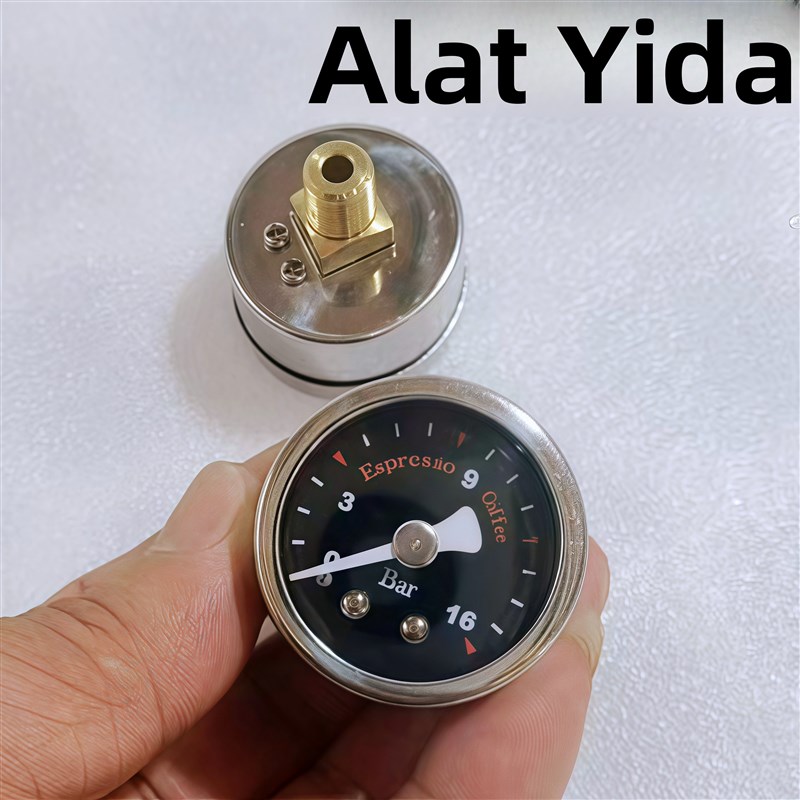 YN35不锈钢气动咖啡机压力表16Bar1.6mpa萃取用蒸汽压力表PT螺纹