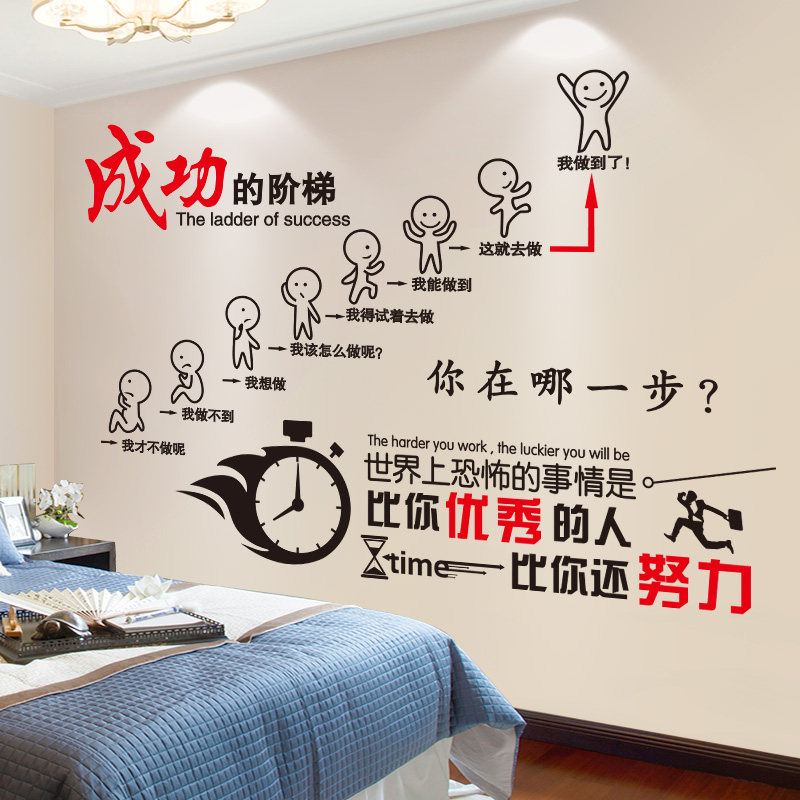 学生房间墙面装饰励志墙贴画温馨卧室背景墙壁纸自粘墙纸标语贴纸
