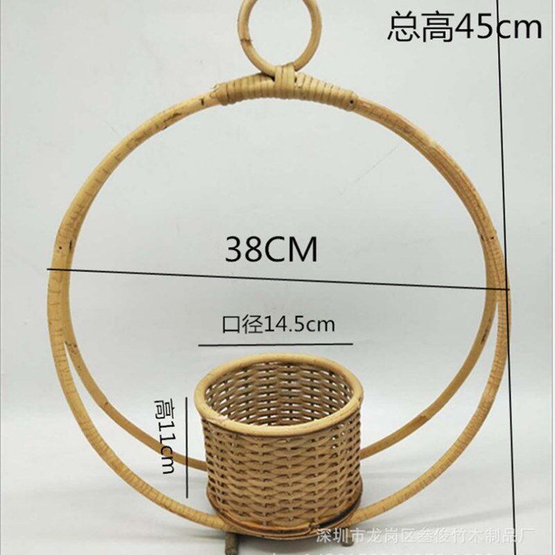手工竹编创意竹架竹质工艺品原色漆黑选竹编器圆形款
