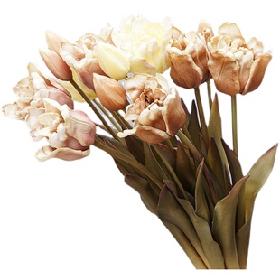 枝扎巴洛克复古郁金香仿真假客厅餐桌摆装饰拍摄道具