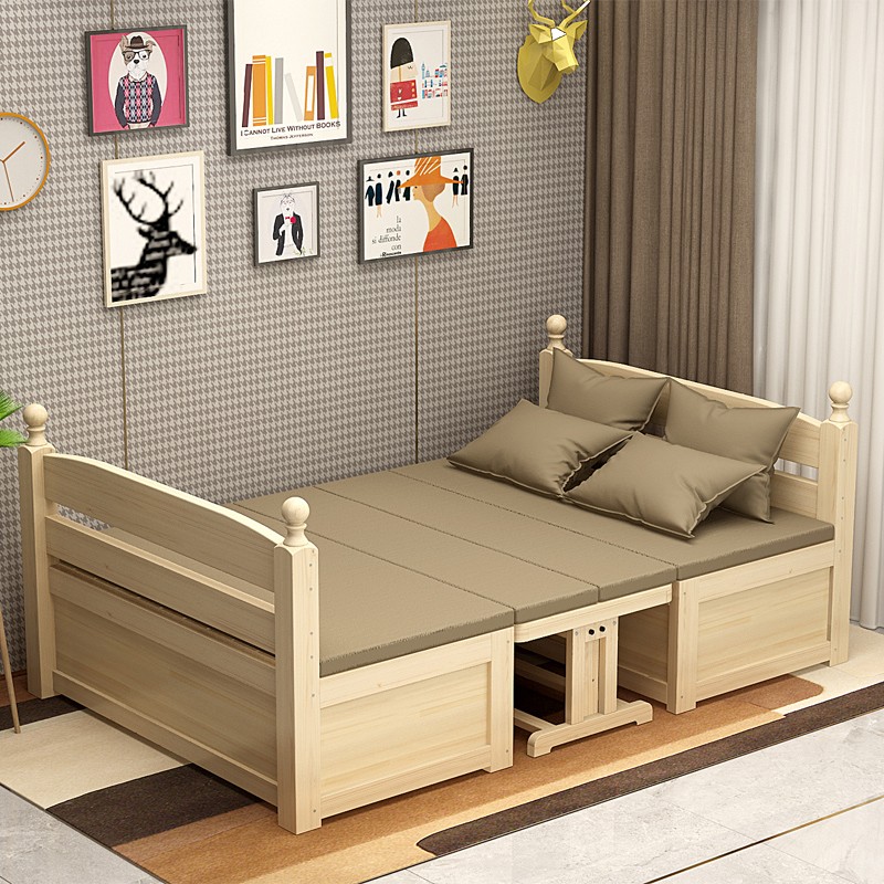 实木沙发床小户型可折叠单人人伸缩坐卧两用床客厅多功能沙发床