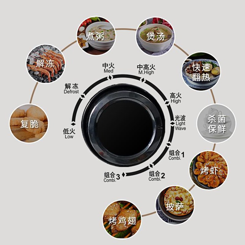 格兰仕微波炉加热烧烤光波炉机械款旋钮平板20升家用 T70TGDFXB2