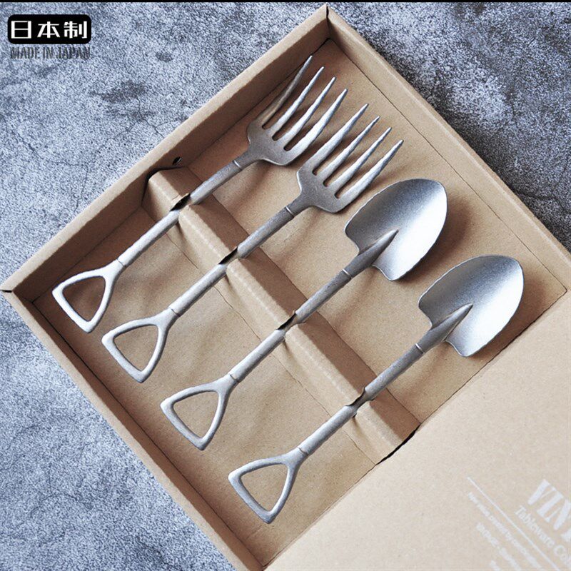 日青芳创意复古铁锹西餐具长大吃饭勺子叉子礼盒