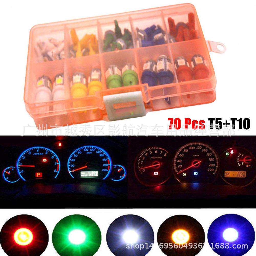 70PCS12V车载游艇船舶LED5050SMDT5T10仪表盘灯灯泡绿红白蓝黄
