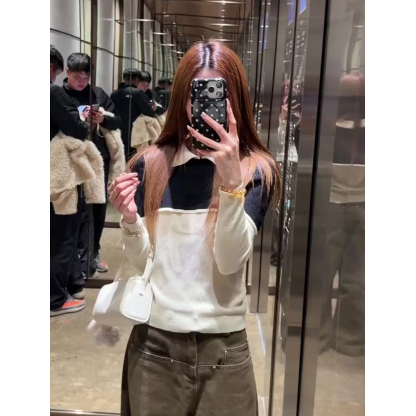 岚茜朵黑白撞色披肩假两件POLO衫女设计感慵懒风减龄打底长袖毛衣,女装/女士精品,毛针织衫,淘宝优惠券,粉丝福利购,淘宝优惠卷