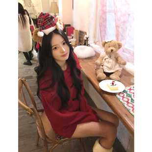 甜美风红色氛围感两件套套装女2026春季新款长袖针织开衫搭配短裤