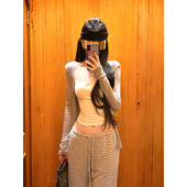 纯欲辣妹风设计感露背薄款 吊带背心上衣两件套 短款 披肩开衫 女修身