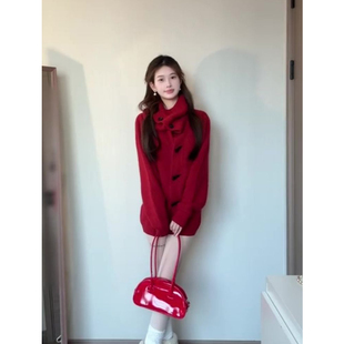 温柔甜美减龄感长袖针织开衫外套上衣搭配修身显瘦短裤两件套套装