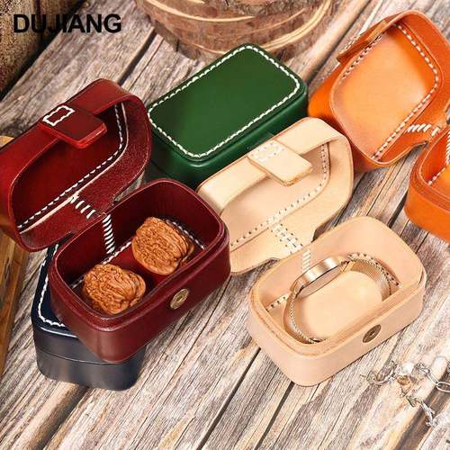 新款多功能真皮收纳盒桌面收纳便携植鞣皮饰品钥匙手工收纳盒