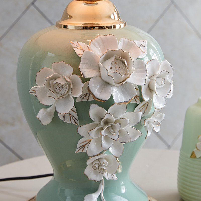 久三 欧式陶瓷大厅台灯手工温馨现代客厅卧室床头家用大台灯